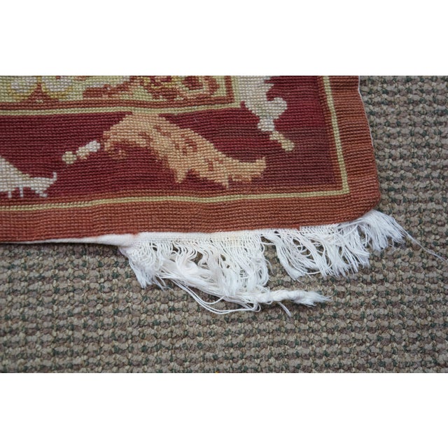 Vintage Floral Rose Needlepoint Textile Tapestry Area Rug 66" For Sale - Image 12 of 17