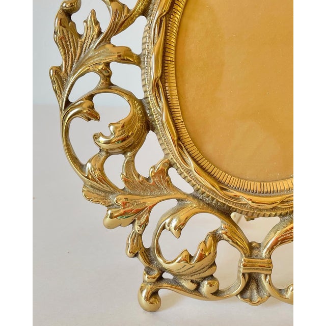 Mid 20th Century Large Vintage Solid Brass Picture Frame For Sale - Image 5 of 8