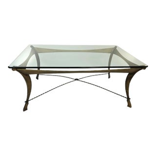 Neoclassical Revival Glass Top Coffee Table For Sale