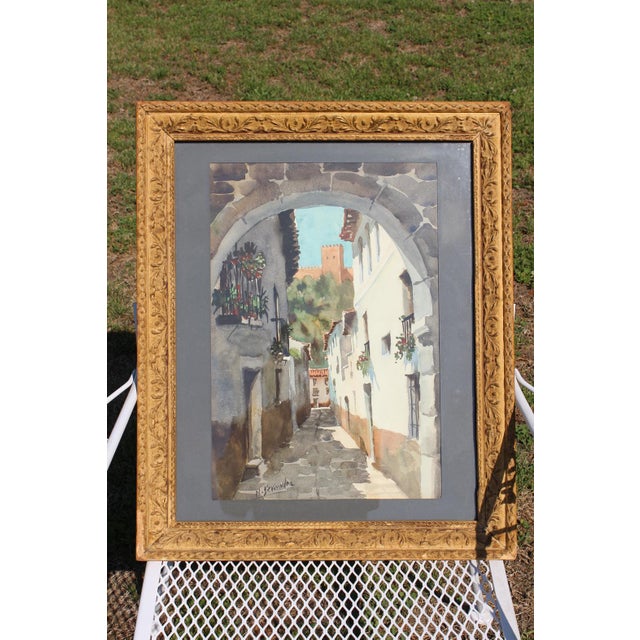 Watercolor Street Scene Painted by the Spanish Artist, Nicolás Bermúdez For Sale - Image 15 of 15