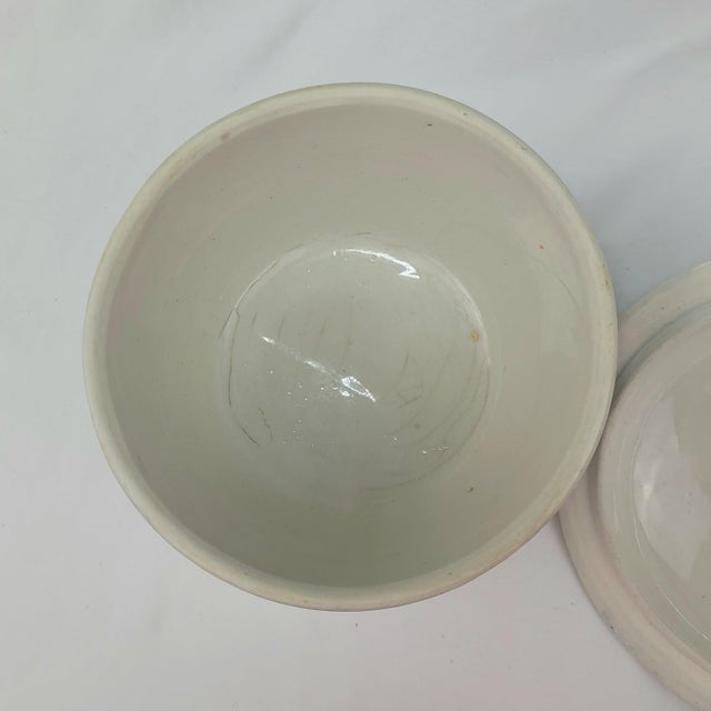 Vintage Blue and White Ceramic Lidded Bowl Crane Medallion Chinoiserie China For Sale - Image 6 of 13