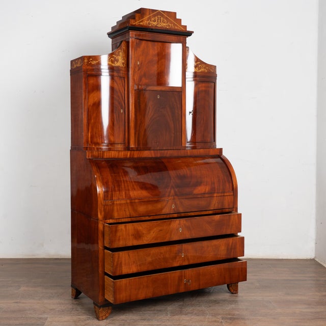 Traditional Early 19th Century Danish Mahogany Empire Inlaid Secretary Bureau For Sale - Image 3 of 16