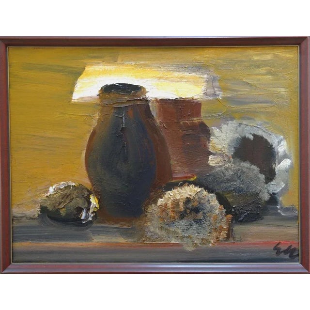 Edvards Grube, Still Life with Sunflowers, Oil on Canvas For Sale - Image 6 of 7