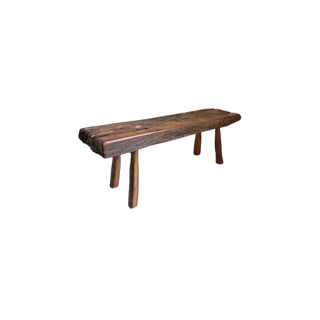 Contemporary Sculptural Ironwood Bench Wood Textures, Modern Organic For Sale - Image 3 of 9