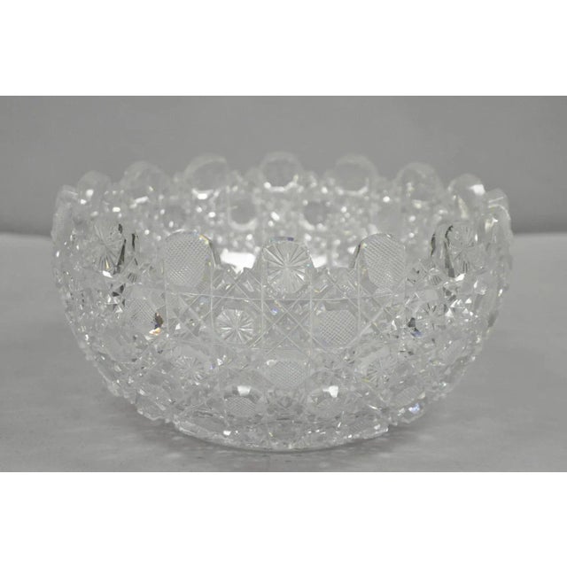 Glass Antique Brilliant Cut Glass Victorian Saw Tooth Heavy 10" Candy Fruit Bowl For Sale - Image 7 of 9