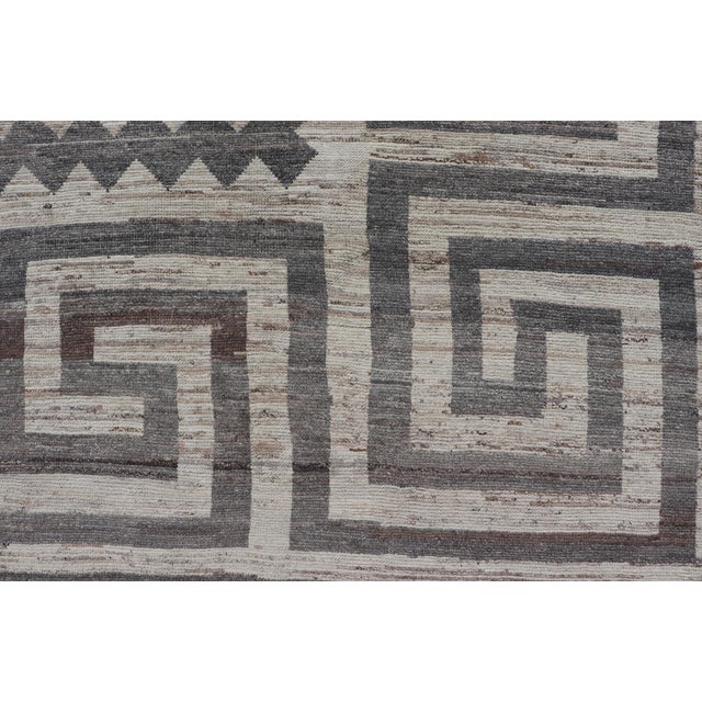 Textile Modern Hand-Knotted Khotan Rug in Wool With Sub-Geometric & Greek Key Design For Sale - Image 7 of 12