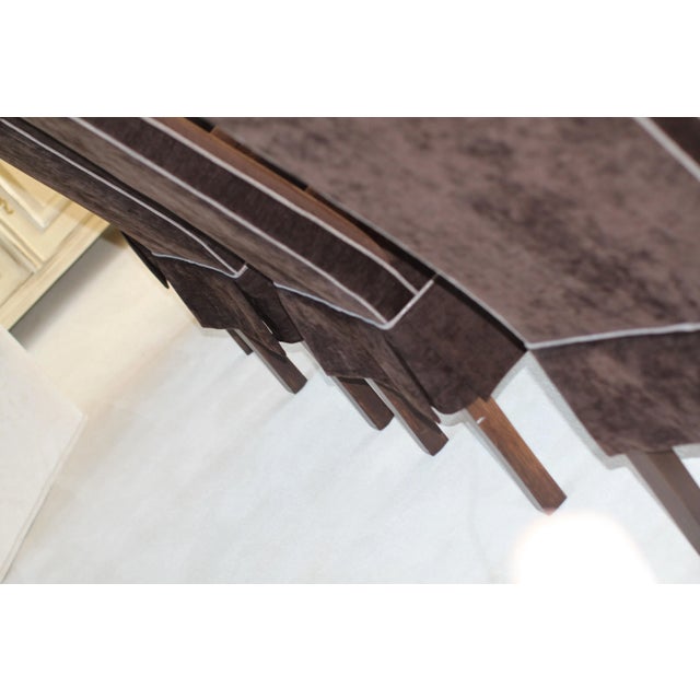 Chocolate Brown Set of 4 Velvet Dining Side Chairs Horchow Skirted Crystal For Sale - Image 11 of 13