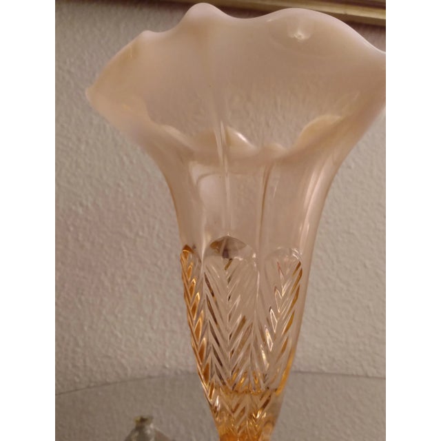 1930s Vintage 1930s Pink Pressed Depression Cornucopia Vases - a Pair For Sale - Image 5 of 10