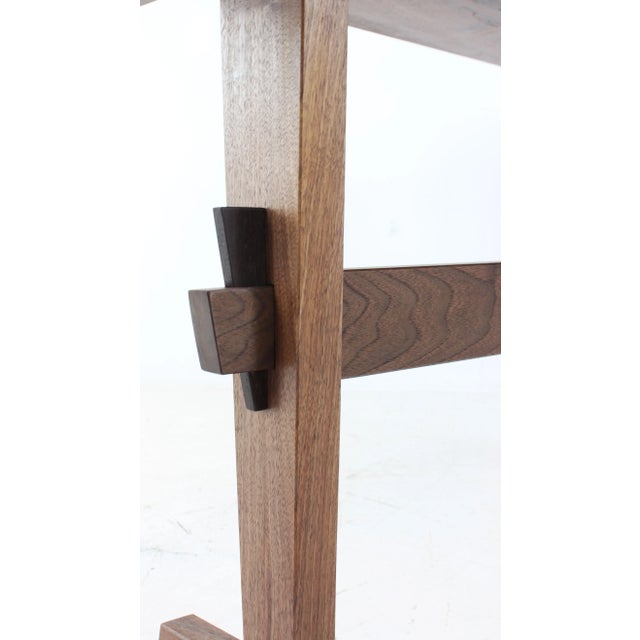 Brown Bookmatched Walnut Slab Knockdown Trestle Dining Table Mid Century Organic Modern NakashimaStyle For Sale - Image 8 of 9