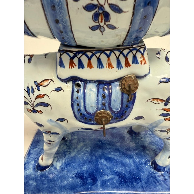 French Mid 20th Century Georges Martel French Polychrome Faience Cow Dispenser For Sale - Image 3 of 10