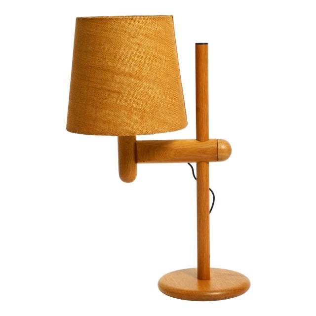 Oak Table Lamp with Height-Adjustable Shade from Temde, 1960s For Sale