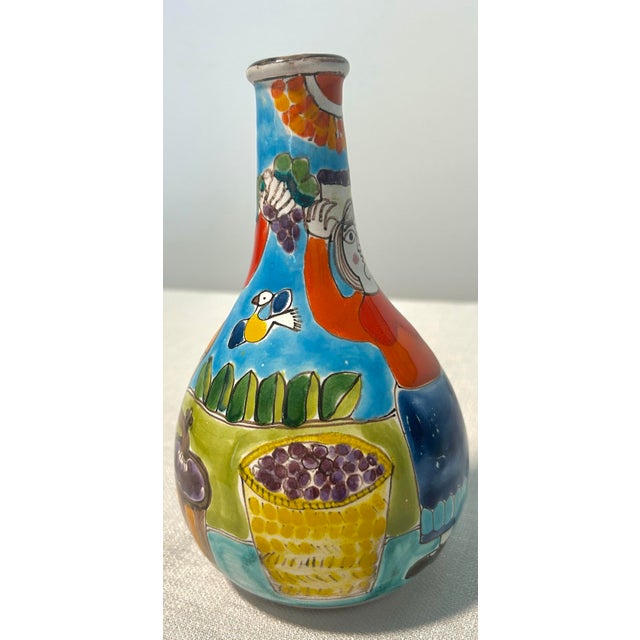 MCM Italian Hand Painted DeSimone Ceramic Wine Making Scene Vase For Sale In Naples, FL - Image 6 of 7