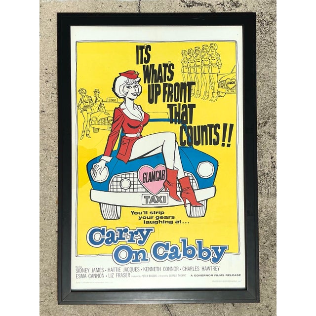 Black Vintage 1960s Carry on Cabby Movie Poster For Sale - Image 8 of 12
