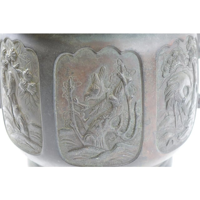 Japanese Antique Bronze Japanese Vase with Handles For Sale - Image 3 of 6