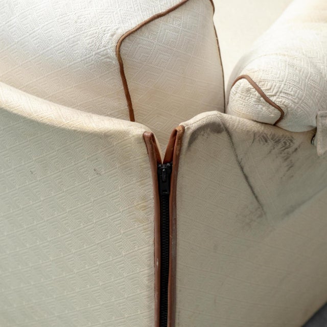 Beige Vintage Beige and Brown Two-Seater Fabric Sofa, 1970s For Sale - Image 8 of 11