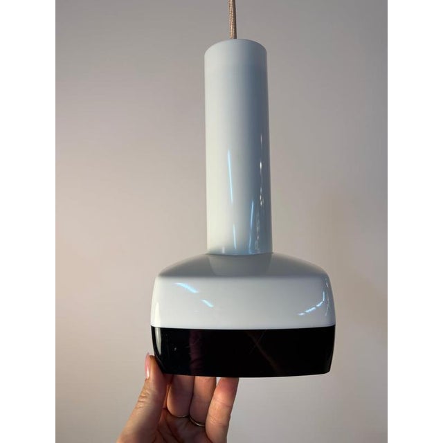 Black and White Pendant Lamp by Bent Karlby for Schrøder-Kemi, 1970s For Sale - Image 6 of 11