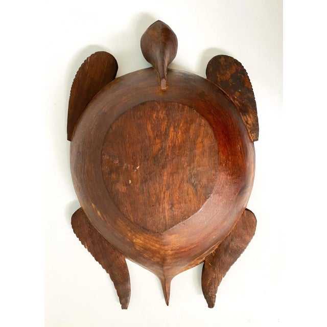 Vintage Island Wood Carved Turtle Bowl For Sale - Image 10 of 13