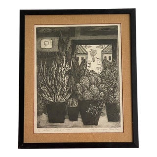 1968 Realist Still Life Black and White Etching Numbered Aquatint Hildegard Paar For Sale