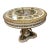 Grand French-Inspired Round Dining Table – White Pedestal Base, Floral Decorative Inlay & Ornate Gold Leaf Details For Sale