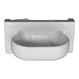 Mid 20th Century Reclaimed 6. In. White Ceramic Recessed Soap Dish For Sale