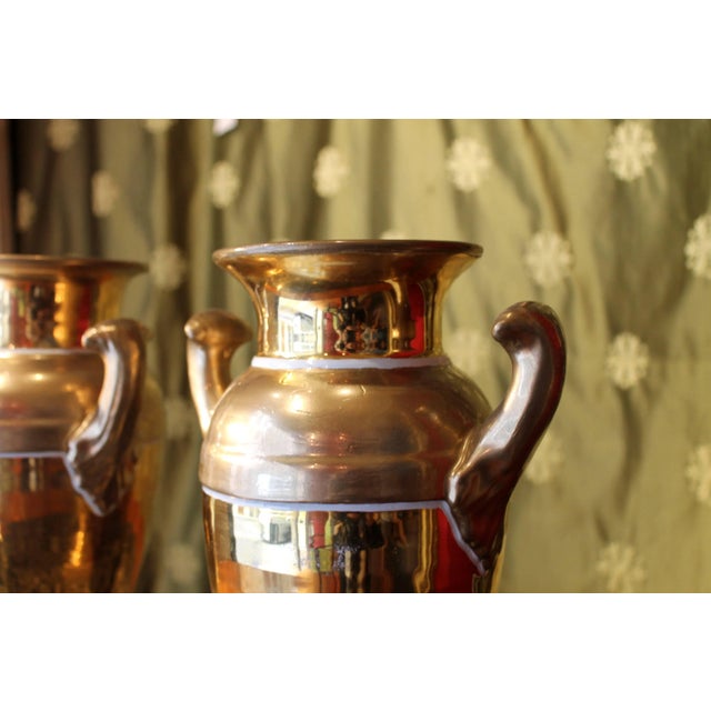Gold French Empire Period Matte and Burnished Gilt Porcelain Vases, Set of 2 For Sale - Image 8 of 10