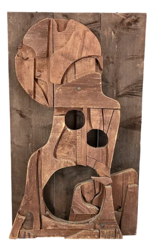Manlio Mangano, Abstract Brutalist Relief, 1960s, Wood