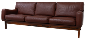 Danish Modern Leather and Rosewood Sofa from Eran, 1960s
