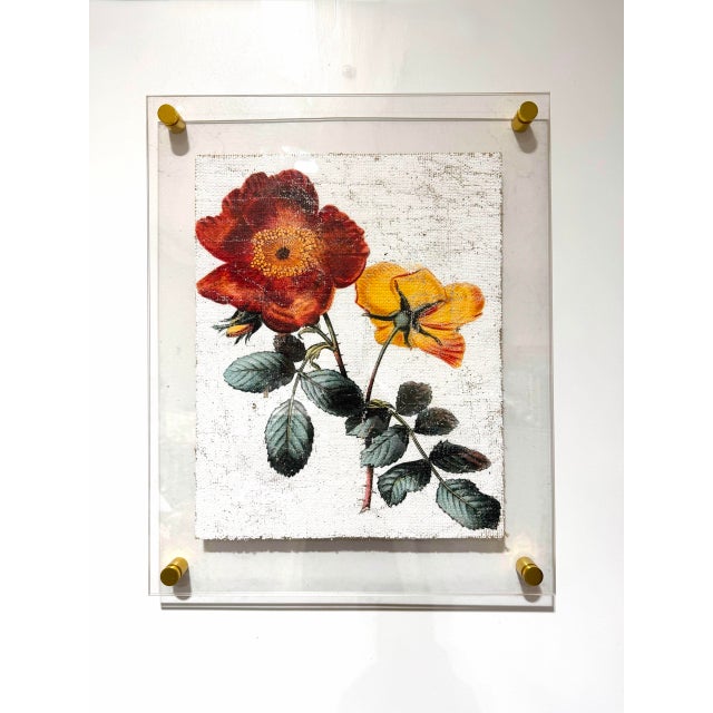 Vintage Red and Yellow Roses - Hand Textured Roses For Sale - Image 4 of 4
