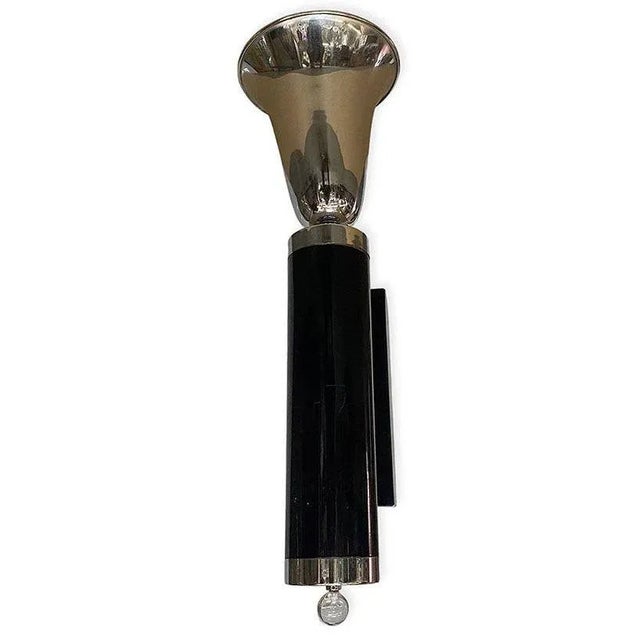 Art Deco Large 29" Two-Tone Chrome Art Deco Torchiere Wall Sconce, 6 Available For Sale - Image 3 of 7