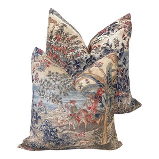 Custom South Asian Toile Pillows - a Pair For Sale