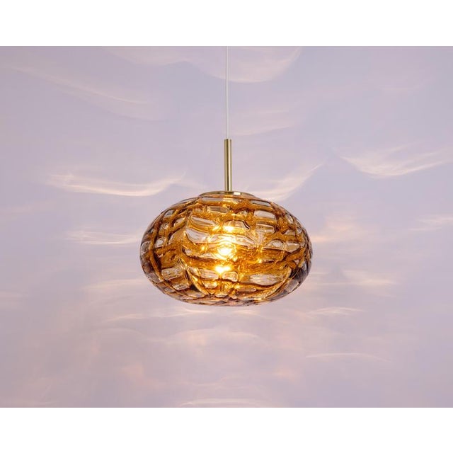 Gold Large Murano Ball Pendant Light from Doria, Germany, 1970s For Sale - Image 8 of 10
