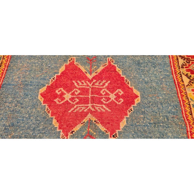 Vintage Moroccan Rug, Hand-Knotted Wool, Geometric Pattern, Green & Yellow, 4’ X 6’ For Sale - Image 17 of 18