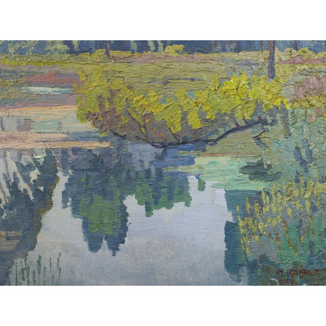 1910s Max Kahrer, Landscape Au in Klosterneuburg, 1919, Oil Painting, Framed For Sale - Image 5 of 9