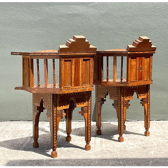 Vintage Syrian Inlaid Wood Chairs - A Pair For Sale - Image 14 of 18
