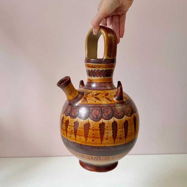 Mexican Vintage Handcrafted Mexican Tonala Clay Pottery Water Jug For Sale - Image 3 of 11
