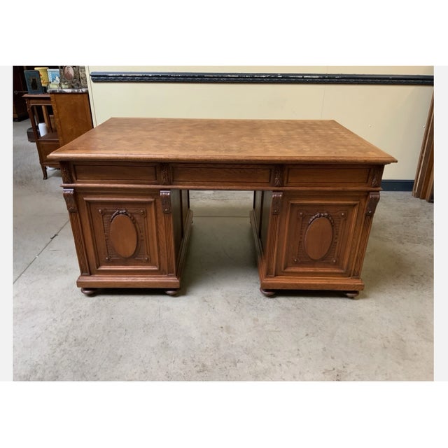 Antique Freestanding Desk in Oak, 1910 For Sale - Image 6 of 12