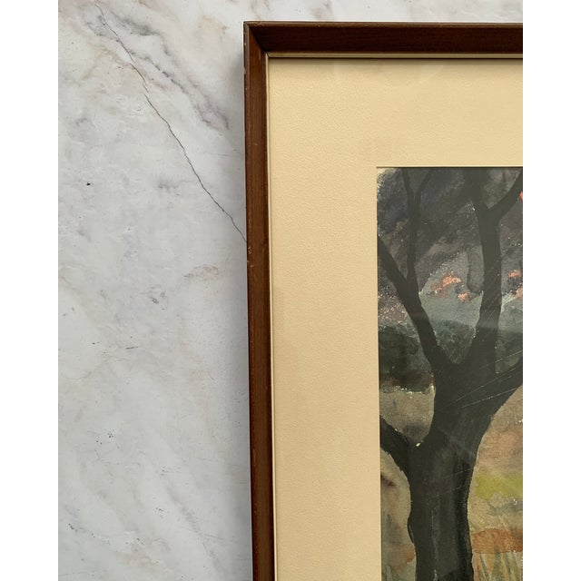 Black 1960s Fernand Auger Watercolor of Farmer + Horse in a Storm For Sale - Image 8 of 10