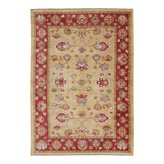 Angora Turkish Oushak Rug With Red and Gold Color Palette by Keivan Woven Arts For Sale