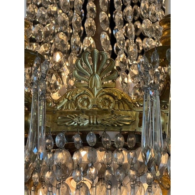 Fine 19th C. French Empire Bronze and Crystal Chandelier For Sale - Image 4 of 9