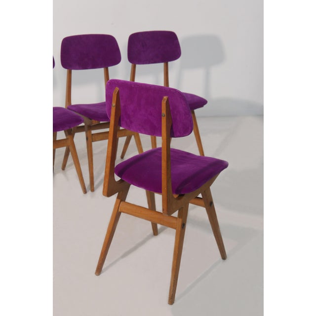 Mid-Century Modern Italian Chairs in Purple Velvet, 1960, Set of 6 For Sale - Image 6 of 13