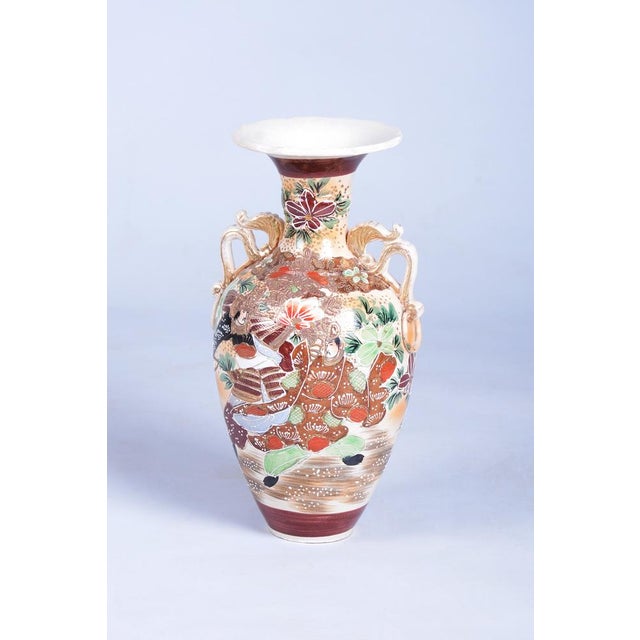 Art Deco Vase in Moriage Technique Glazed Ceramics, Japan, 1910s For Sale - Image 9 of 9