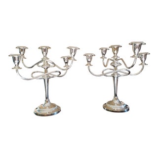 Vintage Silver Plate Candelabra - a Pair For Sale