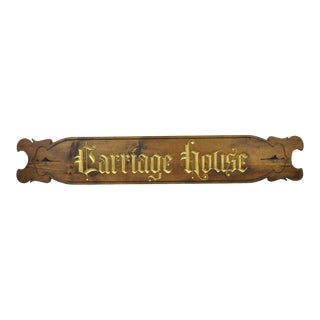 Pine Wood 53" French Country America Primitive Wall Art Carving Carriage House For Sale