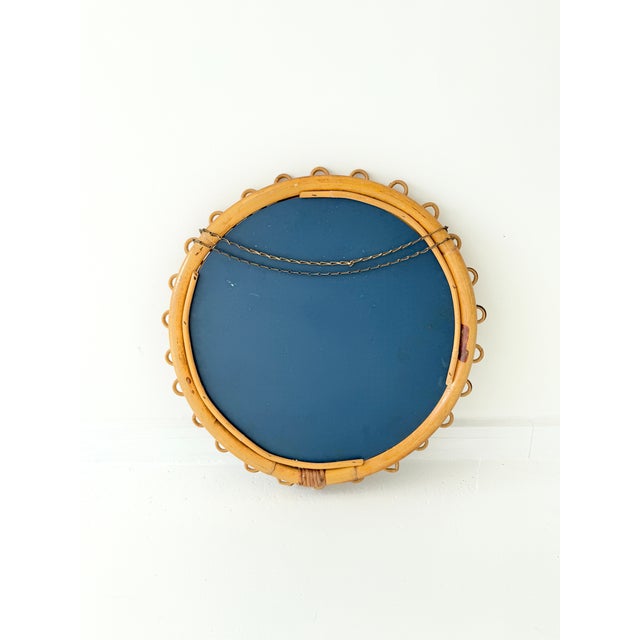 Italian Round Rattan and Bamboo Wall Mirror from Franco Albini, 1950s For Sale - Image 12 of 13