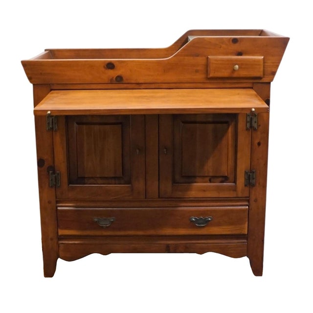 Late 20th Century Link Taylor Pilgrim Pine Collection Rustic Country French 40" Dry Sink Server 1515 For Sale - Image 5 of 16