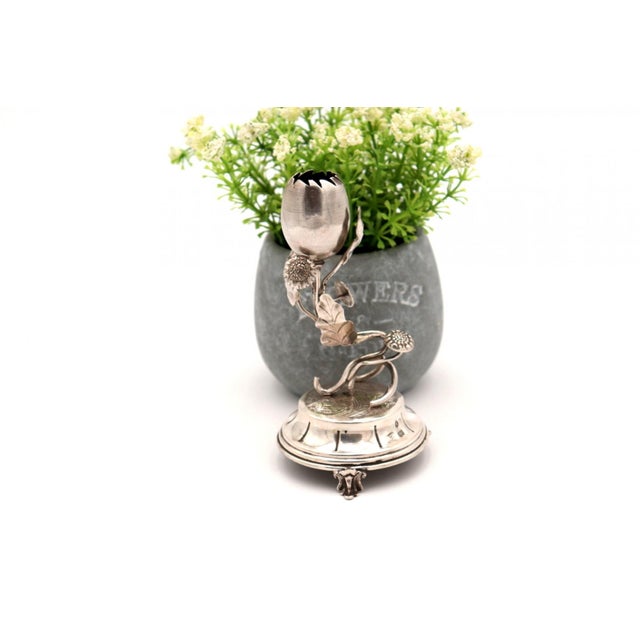 Embossed Silver Toothpick Holder with Chalice For Sale - Image 6 of 6