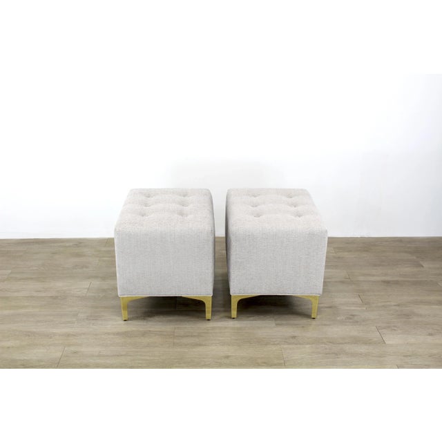Vintage Cream Chenille Ottoman- a Pair For Sale - Image 11 of 12