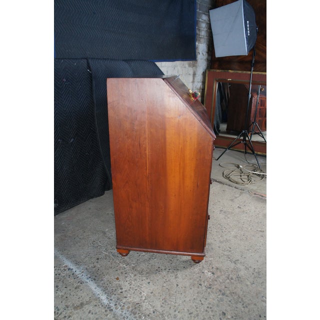 Antique Georgian Flame Mahogany Slant Front Secretary Writing Desk Bureau For Sale - Image 14 of 16