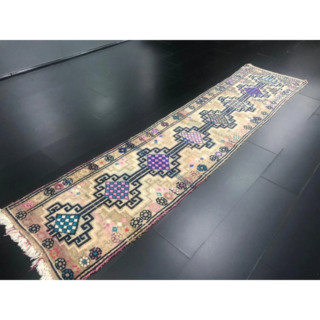 Vintage Turkish Handmade Wool Anatolian Runner Rug For Sale - Image 4 of 11