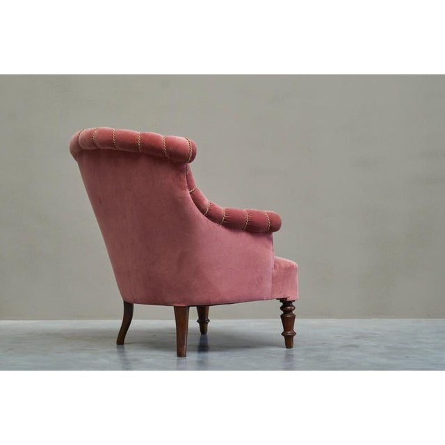 Late 19th Century Lounge Chair in Pink Velvet For Sale - Image 10 of 13